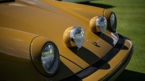 A close-up of a classic Porsche.
