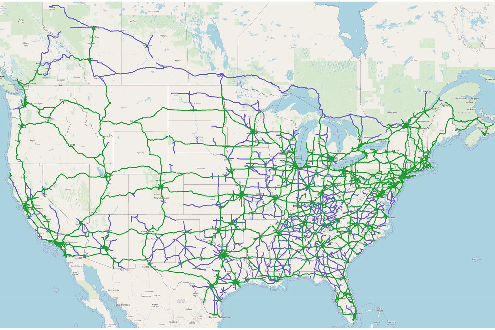 Super Cruise availability map of compatible, divided highways.