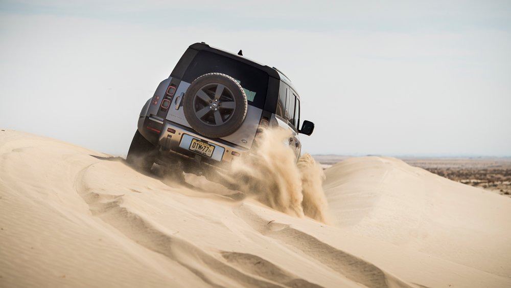The 2020 Land Rover Defender 110 in the Southern California desert.