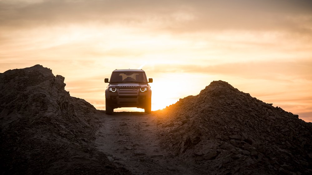 The 2020 Land Rover Defender 110 in the Southern California desert.