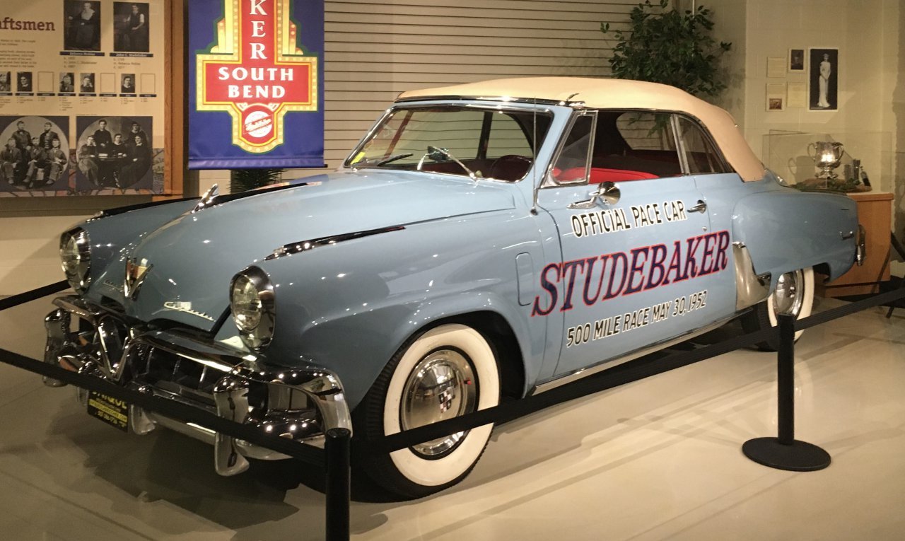 1952 Studebaker Indy 500 pace car on display in car museum