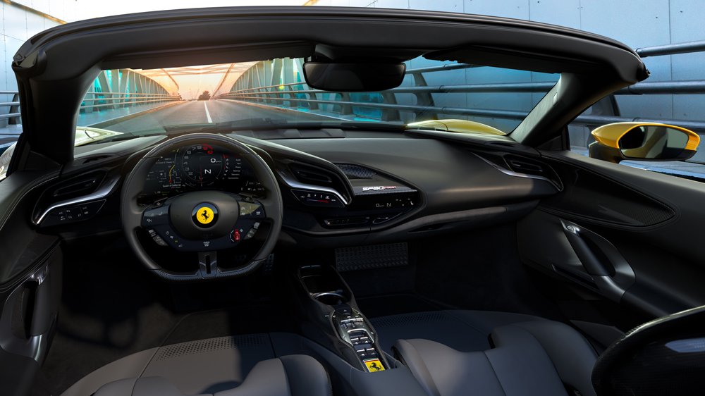 The interior of the Ferrari SF90 Spider.