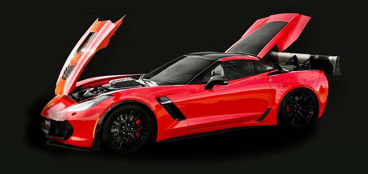 Callaway Corvette with open hood