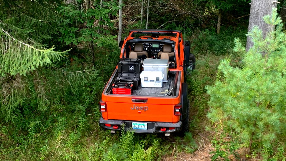 The Jeep Gladiator Rubicon loaded with backcountry supplies.