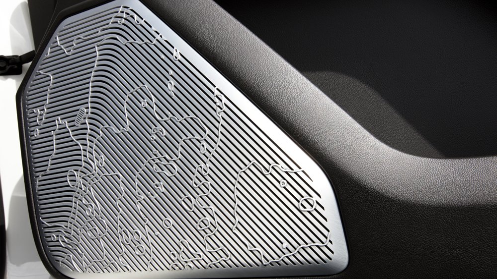 Detailing on the speakers inside the the 2022 GMC Hummer EV.