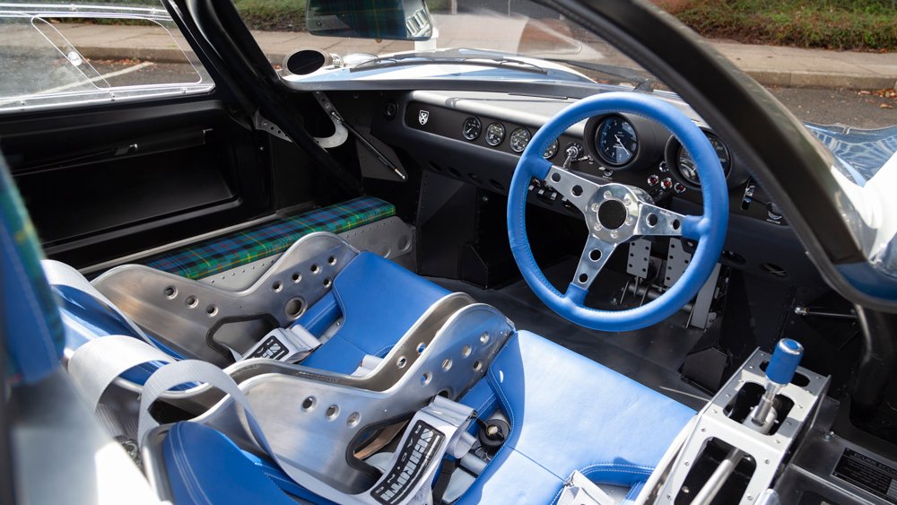 The interior of the Ecurie Ecosse LM69 sports car from Design Q.