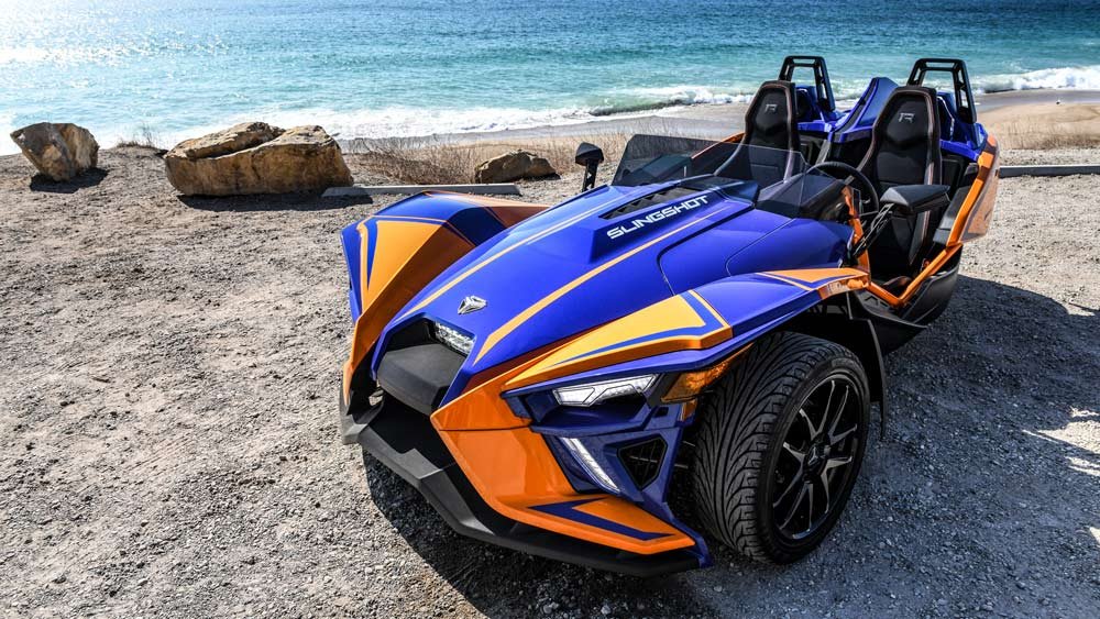 A 2021 Polaris Slingshot R in Malibu.