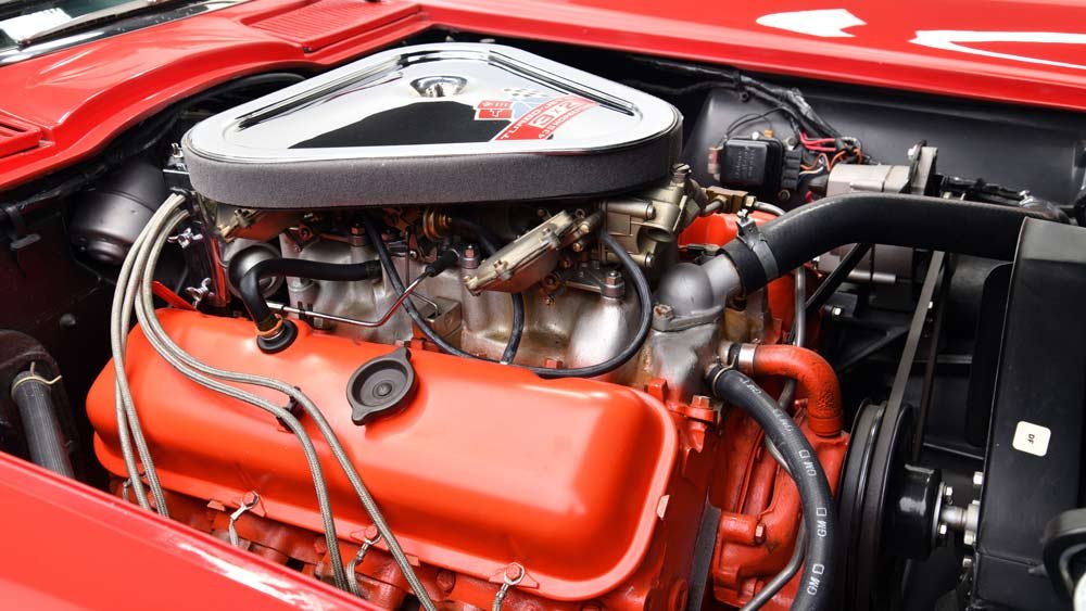 The 435 hp L71 V-8 Turbojet engine inside the 1967 Corvette Convertible soon available through Barrett-Jackson.