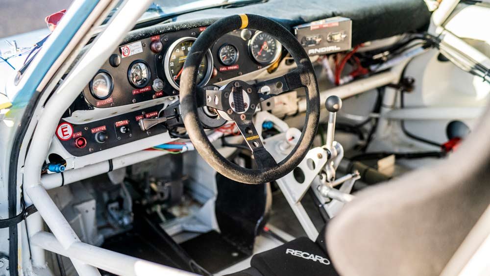 The cockpit of the 1980 Porsche 935 JLP-2 offered in a private sale through RM Sotheby's.