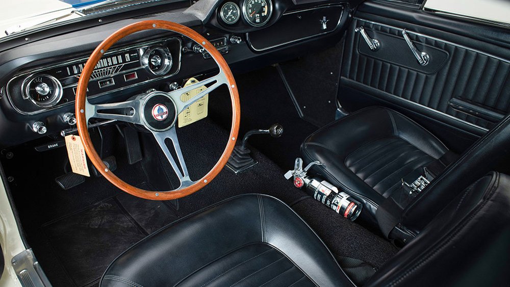 The original interior of a pristine 1965 Shelby GT350.