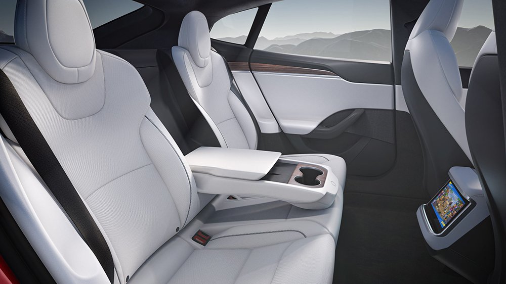 The back seat of the redesigned Model S