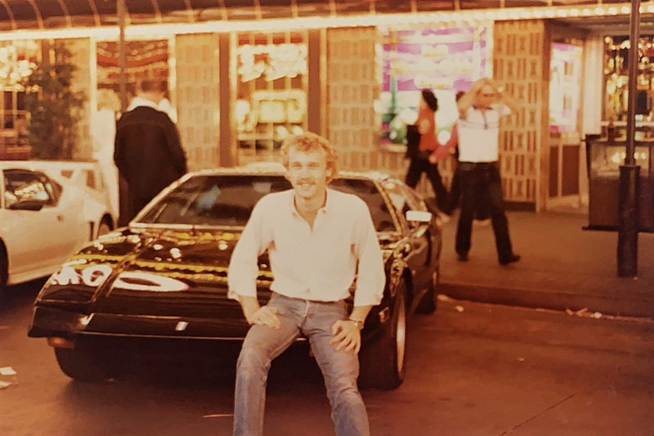 20-somthing-year-old Tom with his first Pantera parked on Freemont Street