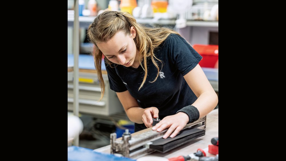 Grace Bramley, woodshop technician at Rolls-Royce Motor Cars.