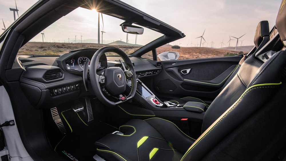 Inside the Lamborghini Huracán Evo RWD Spyder.
