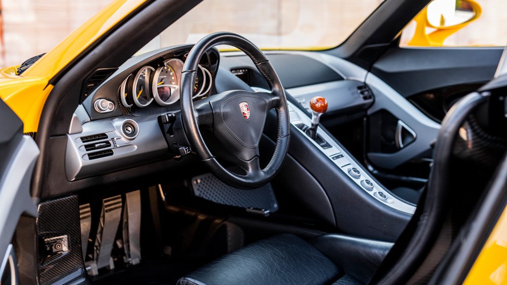 Inside a 2004 Porsche Carrera GT.