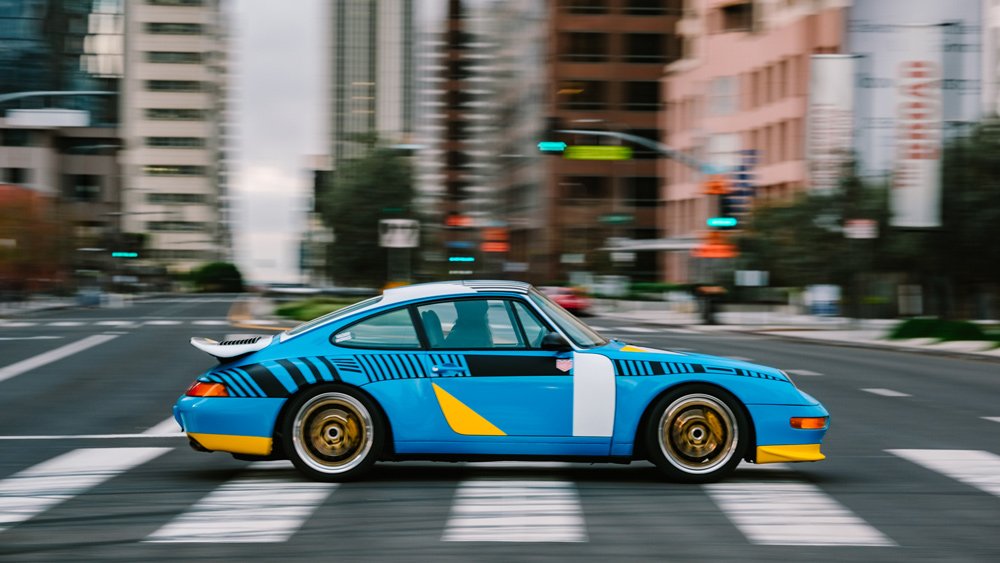 An image from photography series on urban racing in Los Angeles by Magnus Walker and photographer Daniel Malikyar for the Santo Gallery.