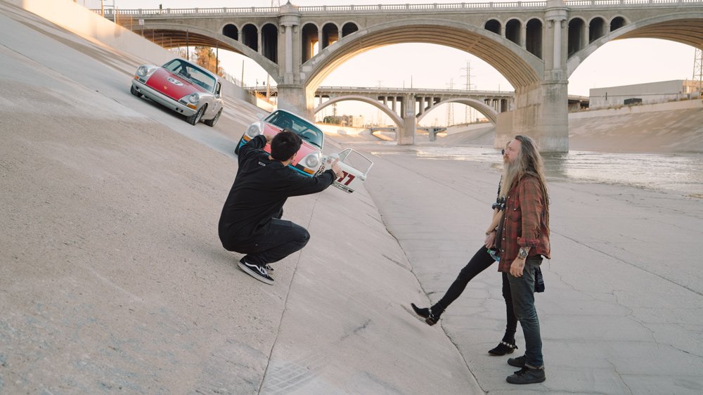 Creating an image from photography series on urban racing in Los Angeles by Magnus Walker and photographer Daniel Malikyar for the Santo Gallery.