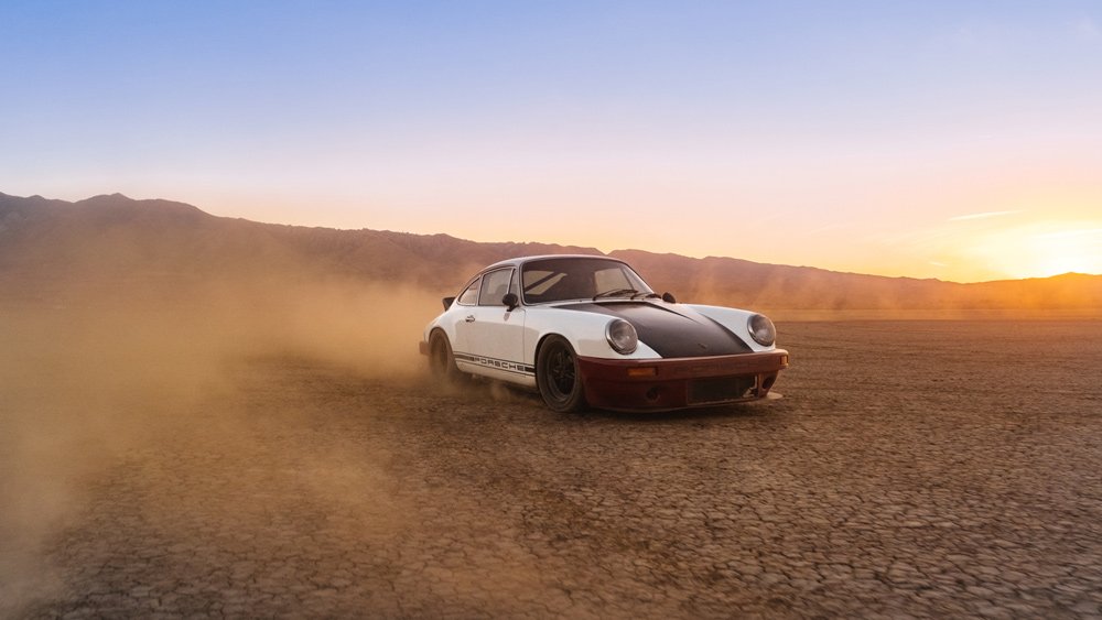 An image from photography series on urban racing in Los Angeles by Magnus Walker and photographer Daniel Malikyar for the Santo Gallery.