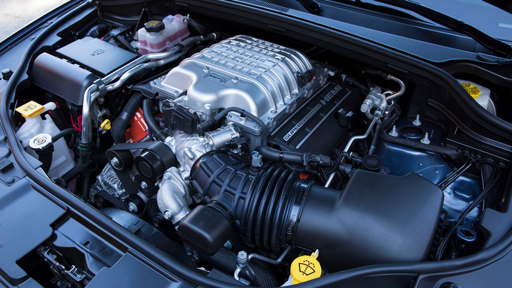 The 710 hp V-8 engine inside the 2021 Dodge Durango SRT Hellcat.