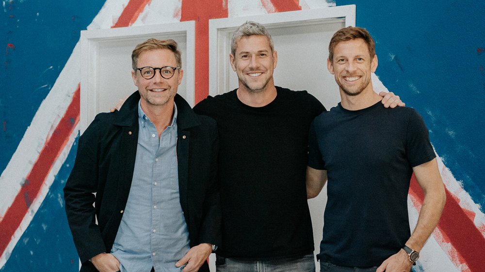 From left: car designer Mark Stubbs, builder and industry personality Ant Anstead and former Formula 1 champion Jenson Button.
