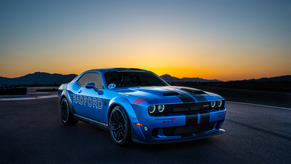The 840 hp Dodge Challenger SRT Demon is used in Radford Racing School's drag racing course.