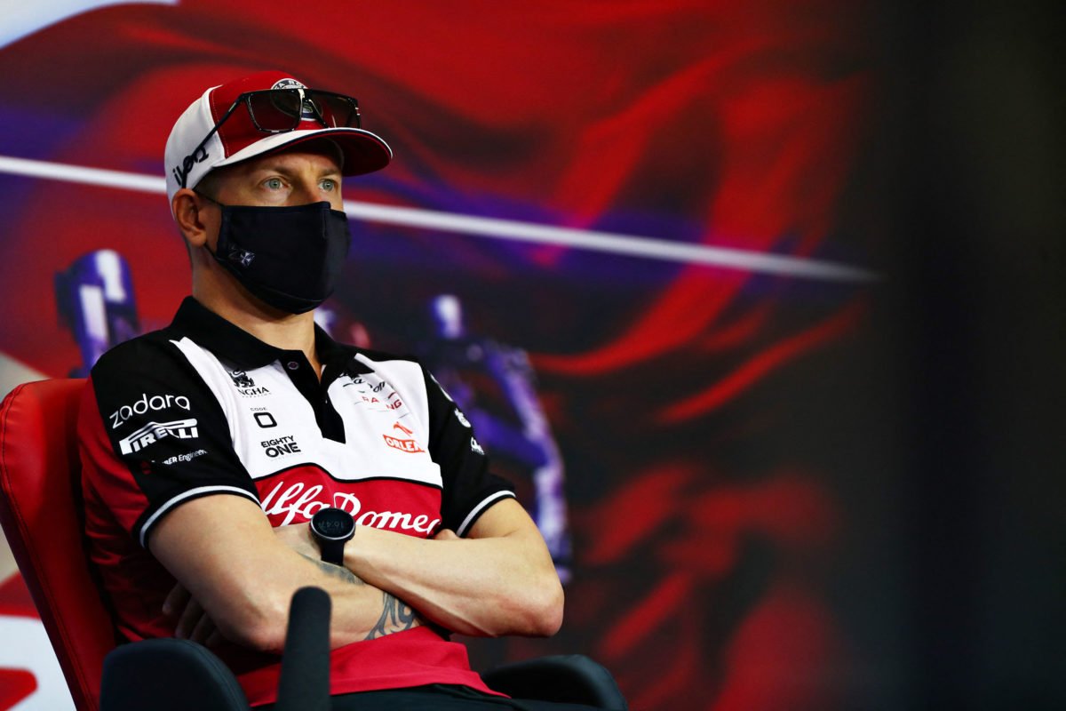 Kimi Alfa Romeo's Finnish driver Kimi Raikkonen attends the presser ahead of the Bahrain Formula One Grand Prix in the city of Sakhir on March 25, 2021. (Photo by Dan ISTITENE / FIA / AFP) / RESTRICTED TO EDITORIAL USE - MANDATORY CREDIT 