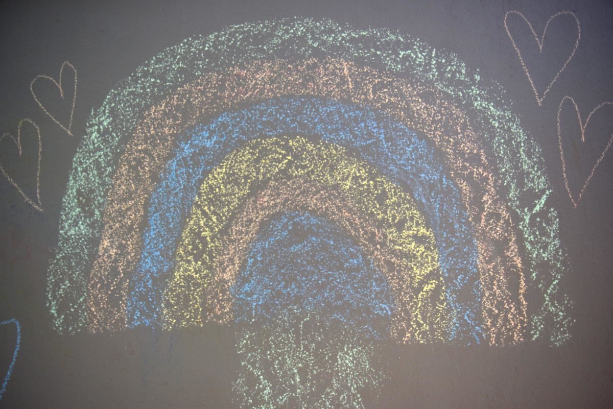 Rainbow illustrations are pictured around Johannesburg