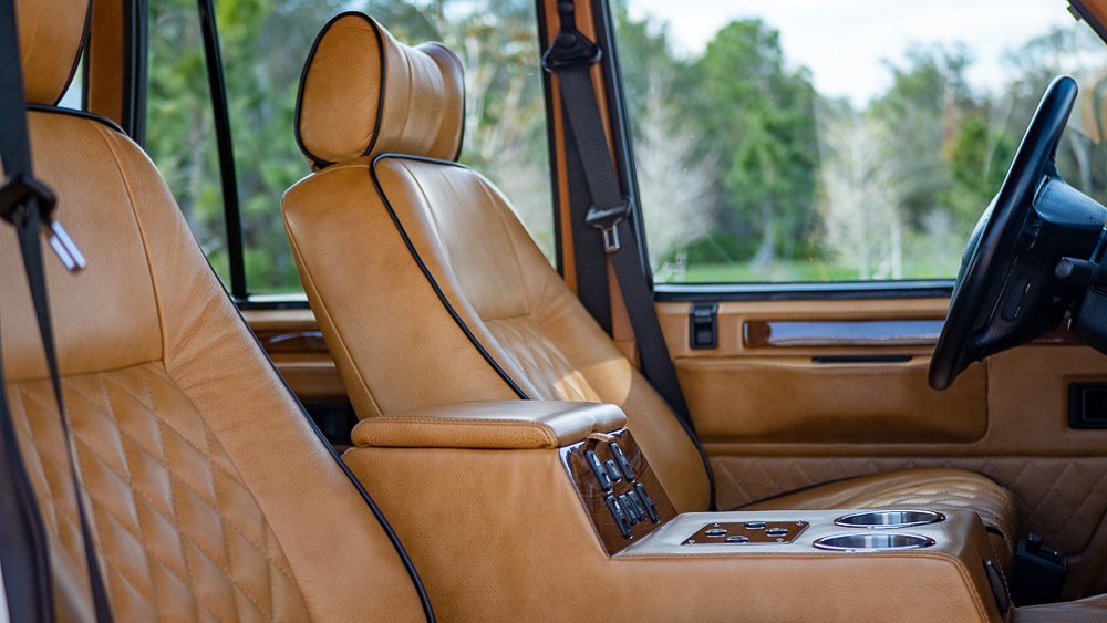 The interior of E.C.D. Automotive Design's all-electric Range Rover Classic.