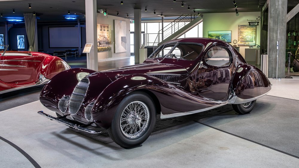 A pristine 1937 Talbot-Lago T150-C SS Goutte d’Eau on display at the Mullin Automotive Museum in Oxnard, Calif.