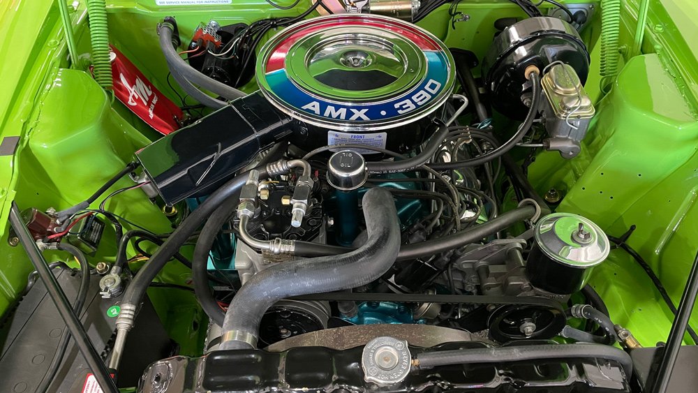 The 315 hp engine inside one of AMC's 1969 AMX California 500 Specials.