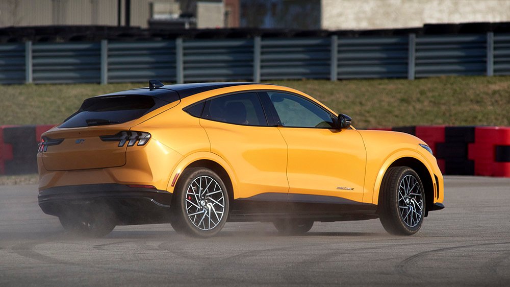 2021 Ford Mustang Mach-E GT available early fall 2021. (Closed course. Professional driver. Do not attempt.)