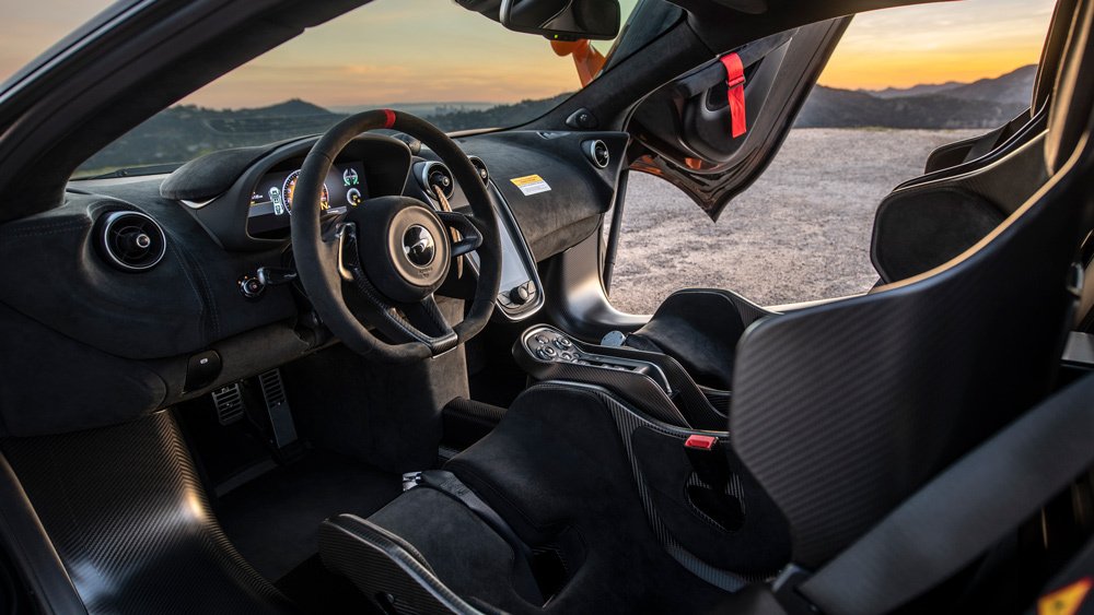The cockpit of the McLaren 620R.