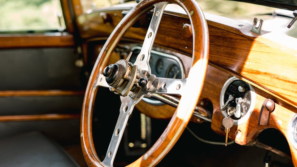 The interior of a 1933 Rolls-Royce 20/25 Shooting Brake.