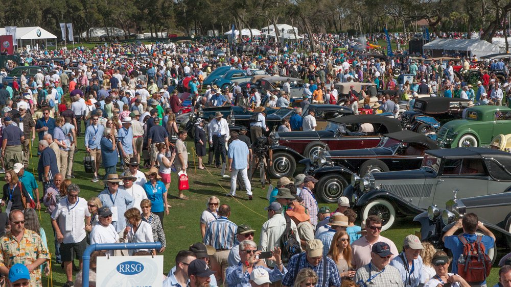 The crowded concours lawn at the Amelia Island Concours d'Elegance.