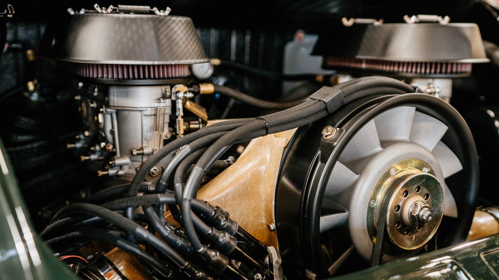 The engine in a 1968 Porsche restomod from Workshop 5001.