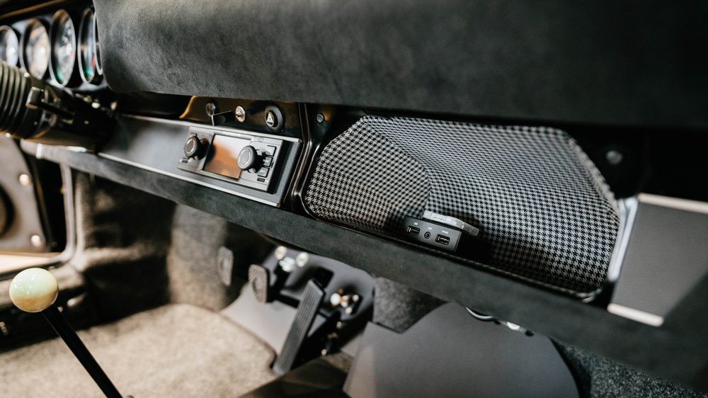 The interior of a 1968 Porsche restomod from Workshop 5001.