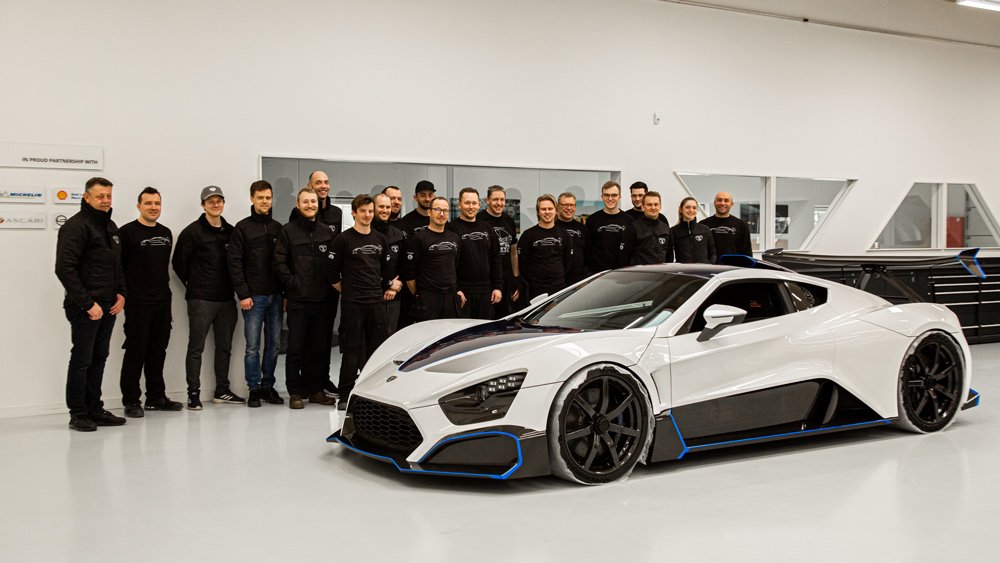 Zenvo Automotive team members standing behind their product.