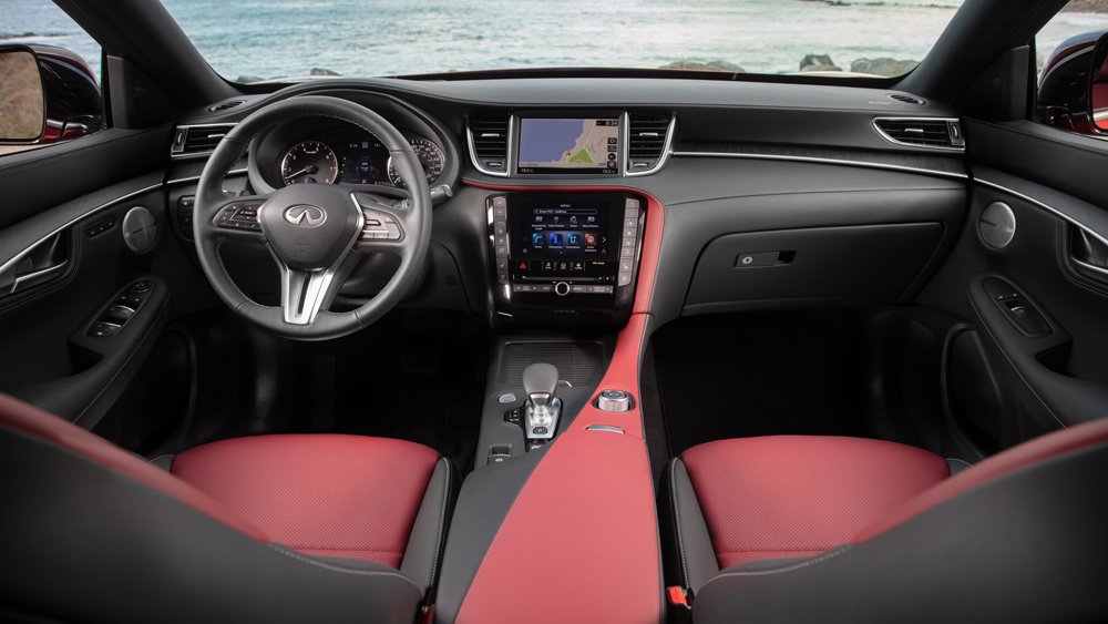 The interior of the 2022 Infiniti QX55 crossover coupe.