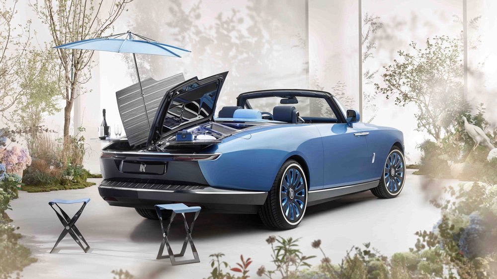 The Rolls-Royce Boat Tail with rear compartments open.