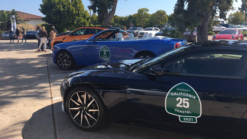 Cars entered in Robb Report's 2021 California Coastal road rally.