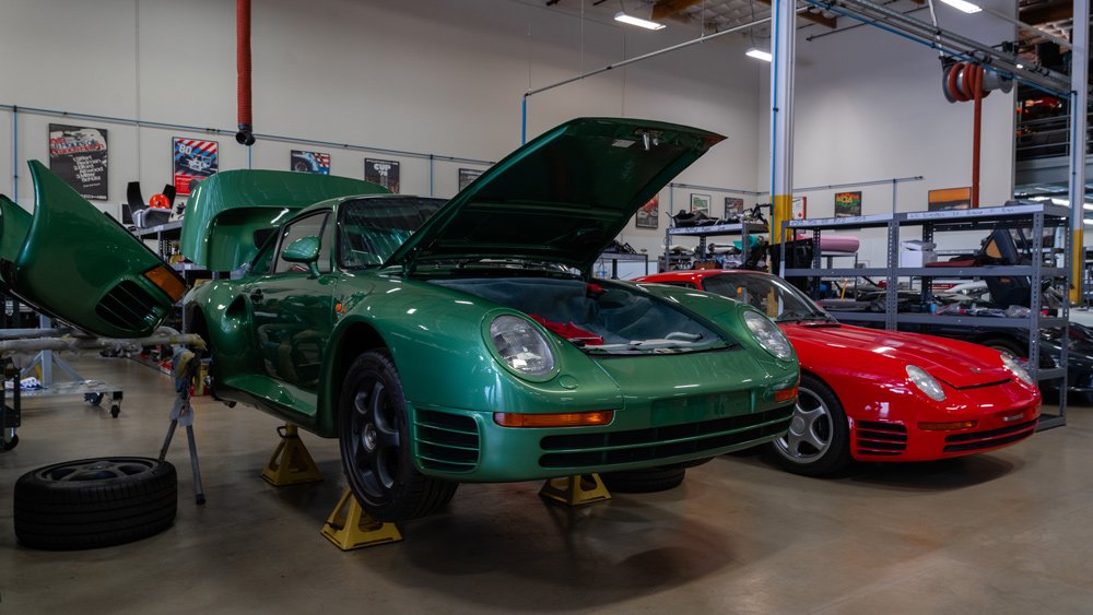 Canepa's reimagined Porsche 959s in the process of transformation.