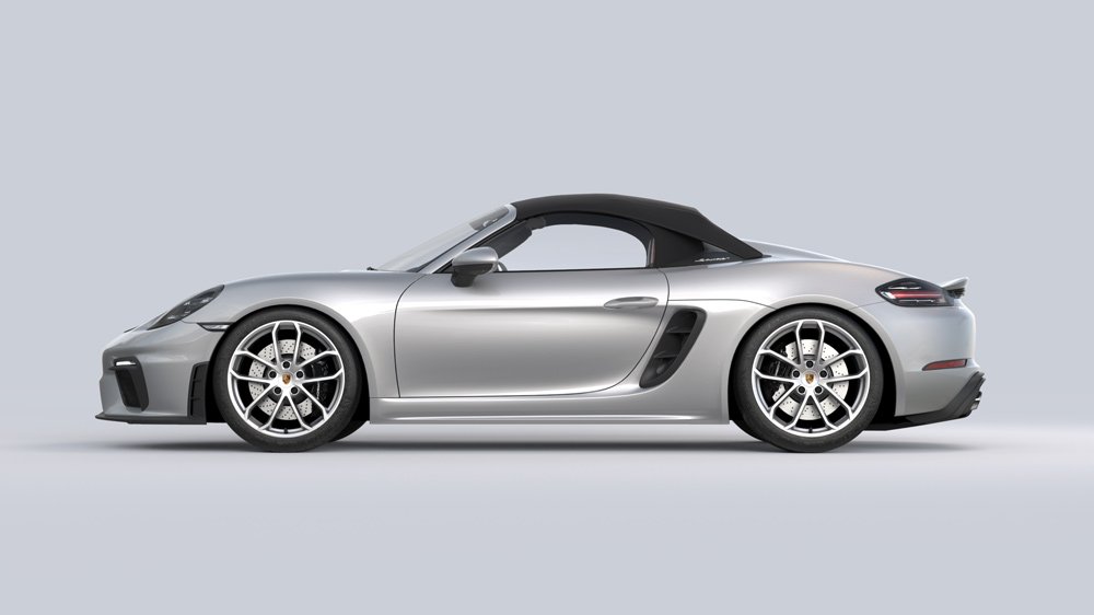 An example of the Porsche 718 Spyder 000 Package in GT Silver Metallic.