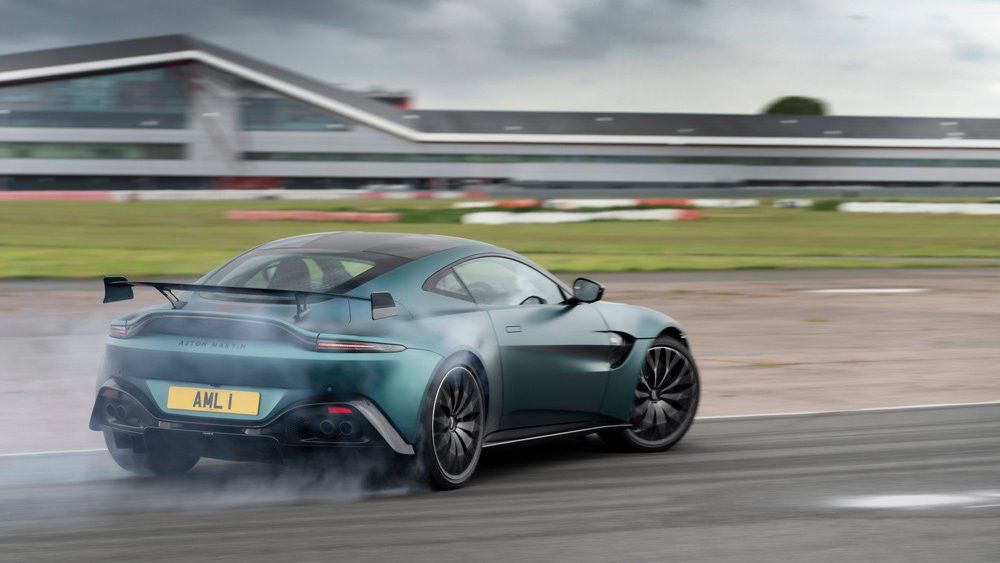The Aston Martin Vantage F1 Edition on track.