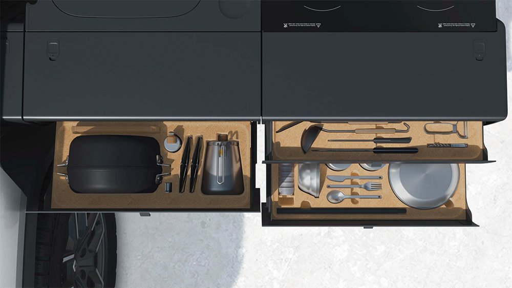 Rivian R1T's Camp Kitchen x Snow Peak package