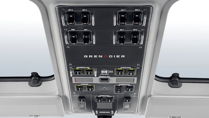Ineos Grenadier Interior roof switch panel