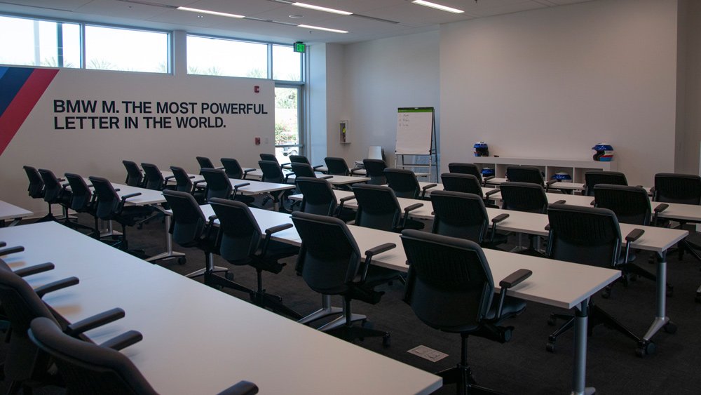 A meeting room at BMW's Performance Center West in Thermal, Calif.