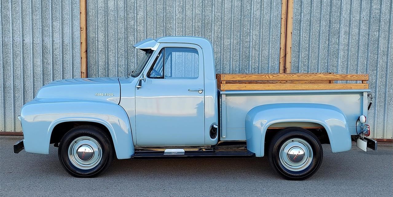 pickup, Pick of the Day: 1954 Ford F100, barn-found baby blue pickup, ClassicCars.com Journal