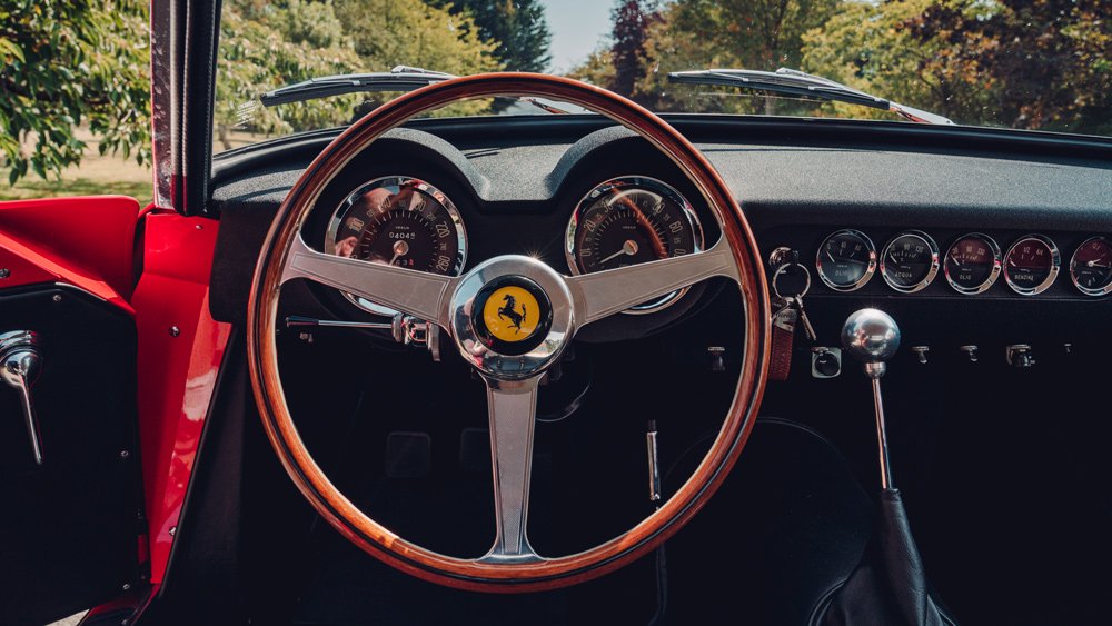 The interior of GTO Engineering's hand-built Revival, a reimagined classic Ferrari.