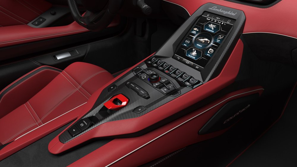 Inside the Lamborghini Countach LPI 800-4 supercar.