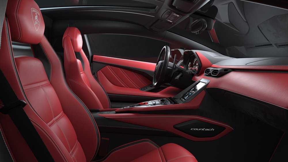 Inside the Lamborghini Countach LPI 800-4 supercar.